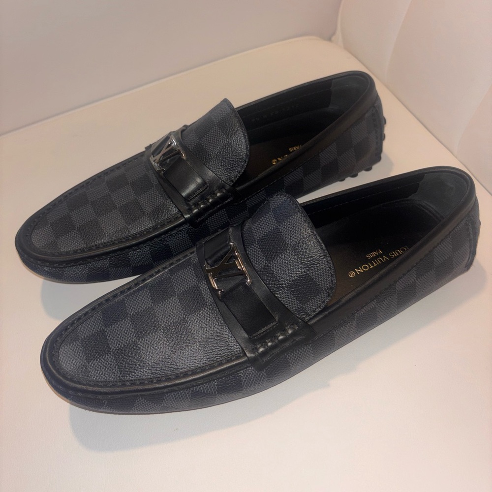 Louis Vuitton Black Checkered Loafers - Picture 4 of 6